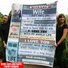 Love Wife Unconditionlly Upload Photo Couple Fleece Blanket Fleece Blanket Dreamship Medium (50x60in)