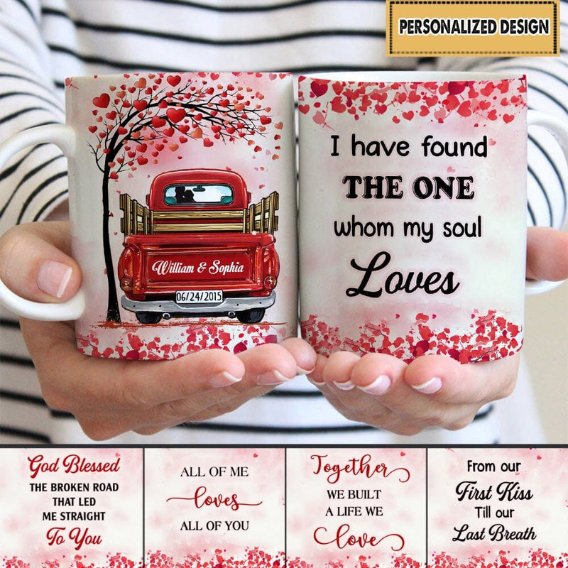 Discover From Our First Kiss Till Our Last Breath Red Truck Couple Personalized Mug Custom Name & Date