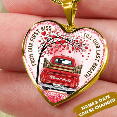 Personalized Red Truck Couple Necklace From Our First Kiss Till Our Last Breath Gift For Her Ntk05jan22va3 Jewelry ShineOn Fulfillment