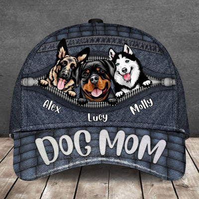 Dog Mom Denim Personalized Cap Baseball Cap Human Custom Store