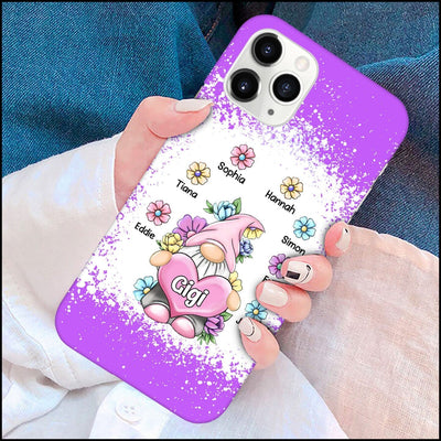 Aunties Moms Grandmas Cute Grandkids Floral Gnome Personalized Phone case Perfect Mother's Day Gift HTN20MAR23CA1 Silicone Phone Case Humancustom - Unique Personalized Gifts