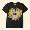 Personalized Grandma Hearts Sunflower T-Shirt with Custom Kid names Black T-shirt and Hoodie Perfect Gift Present for Grandmas Moms Aunties HTN04MAY23CA1 Black T-shirt and Hoodie Humancustom - Unique Personalized Gifts