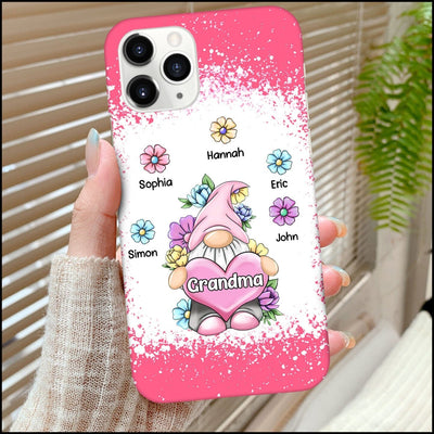 Aunties Moms Grandmas Cute Grandkids Floral Gnome Personalized Phone case Perfect Mother's Day Gift HTN20MAR23CA1 Silicone Phone Case Humancustom - Unique Personalized Gifts