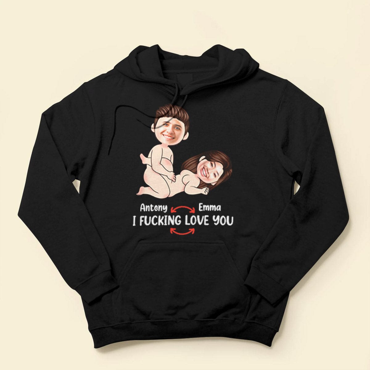 Funny Upload Couple Photo Gift, I F**k Love You Personalized Shirt NVL19OCT23CA1 Black T-shirt and Hoodie HumanCustom - Unique Personalized Gifts Made Just for You 