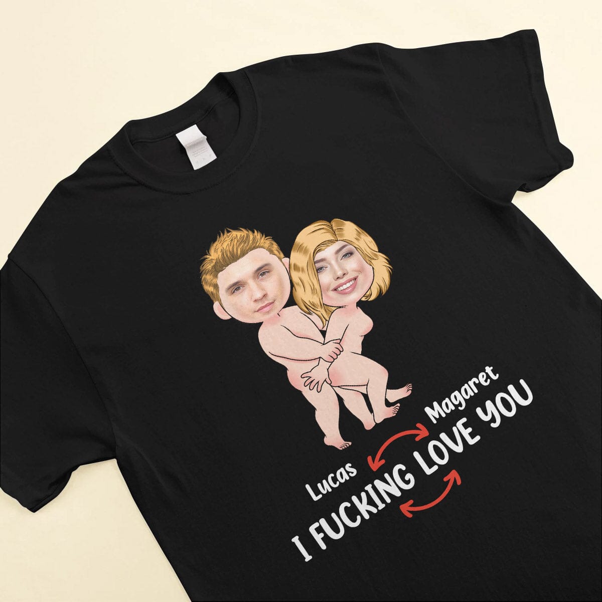 Funny Upload Couple Photo Gift, I F**k Love You Personalized Shirt NVL19OCT23CA1 Black T-shirt and Hoodie HumanCustom - Unique Personalized Gifts Made Just for You 