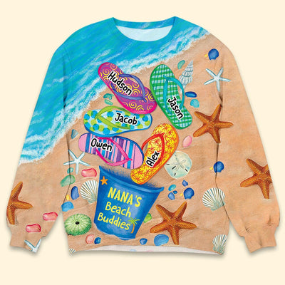 Grandma's Beach Buddies Summer Flip Flop Personalized 3D T-shirts, Sweatshirt and Hoodies Gift for Grandmas Moms Aunties HTN10MAY23CT4 3D T-shirt Humancustom - Unique Personalized Gifts Sweatshirt S
