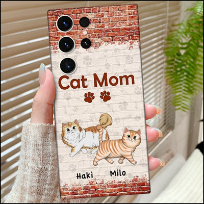Double Trouble Brick Wall Walking Cat Personalized Phone case Gift for cat lovers HTN18FEB23KL1 Silicone Phone Case Humancustom - Unique Personalized Gifts