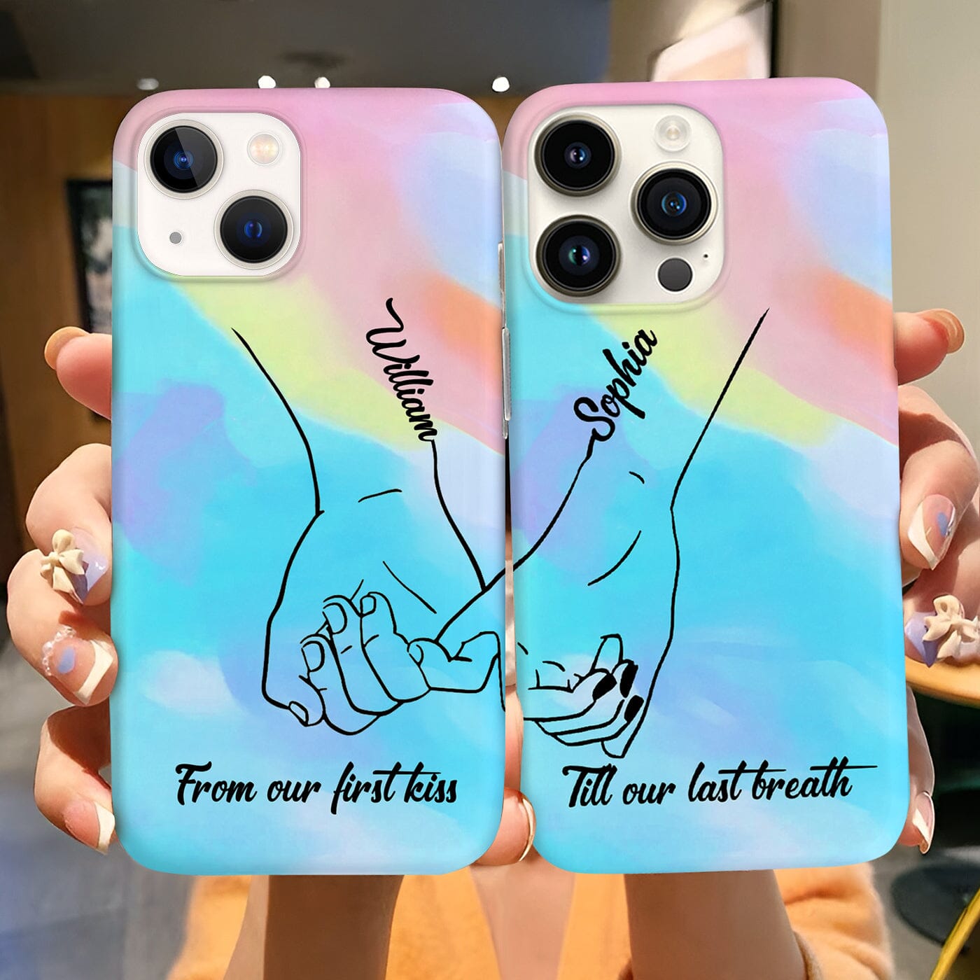 Personalized Holding Hands Couple Silicone Phone Case Valentines Day Gift VTX13DEC23CT1 Silicone Phone Case HumanCustom - Unique Personalized Gifts Made Just for You 