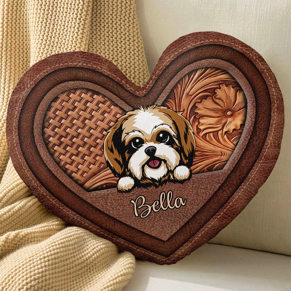 Cute Dog Puppy Pet Personalized Heart Shaped Pillow HTN17OCT23CT2 Heart Shaped Pillow HumanCustom - Unique Personalized Gifts Made Just for You 