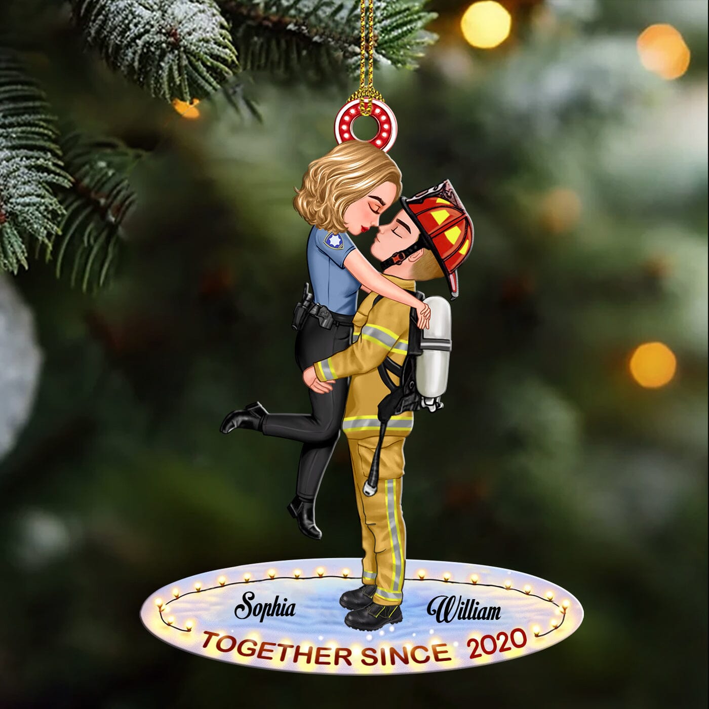 Personalized Acrylic Ornament Together Since Couple Portrait, Firefighter, Nurse, Police Officer, Military, Chef, EMS, Flight, Teacher, Gifts by Occupation CTL20OCT23CT2 Acrylic Ornament HumanCustom - Unique Personalized Gifts Made Just for You Pack 1 