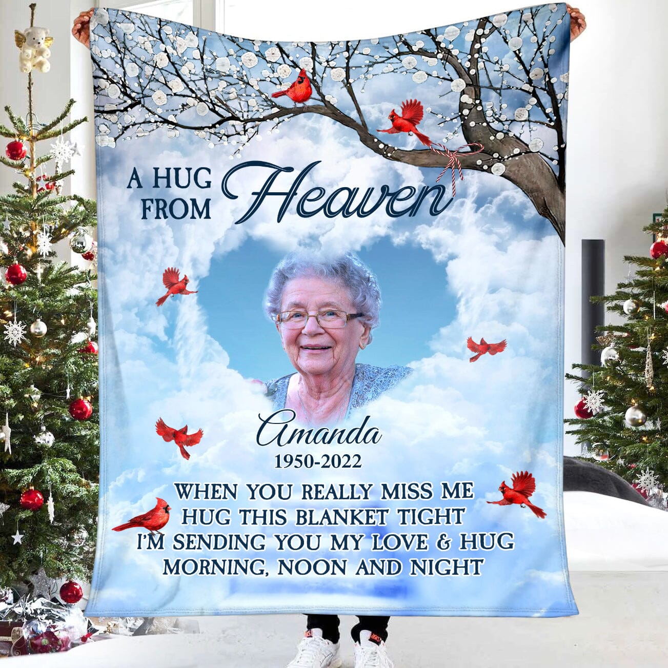 Memorial Upload Photo A Hug From Heaven Personalized Blanket CTL21NOV23CT3 Fleece and Sherpa Blanket HumanCustom - Unique Personalized Gifts Made Just for You 