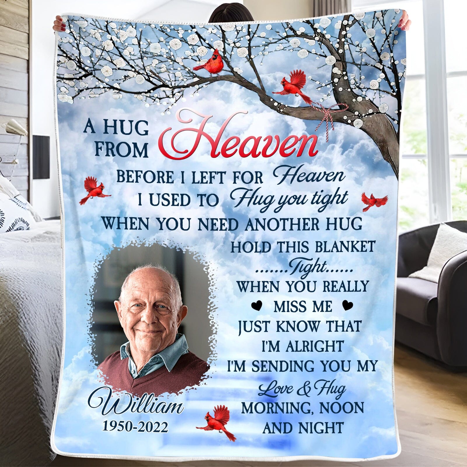 Custom Photo Memorial Gift, A Hug From Heaven When You Really Miss Me Personalized Blanket LPL01DEC23CT1 Fleece and Sherpa Blanket HumanCustom - Unique Personalized Gifts Made Just for You Fleece Blanket 30''X40'' 