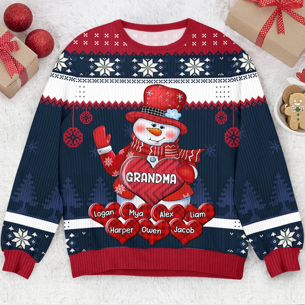 Colorful Christmas Snowman Grandma Mom Little Heart Kids Personalized Sweater HTN13OCT23CT3 3D Sweater HumanCustom New S Sweater 