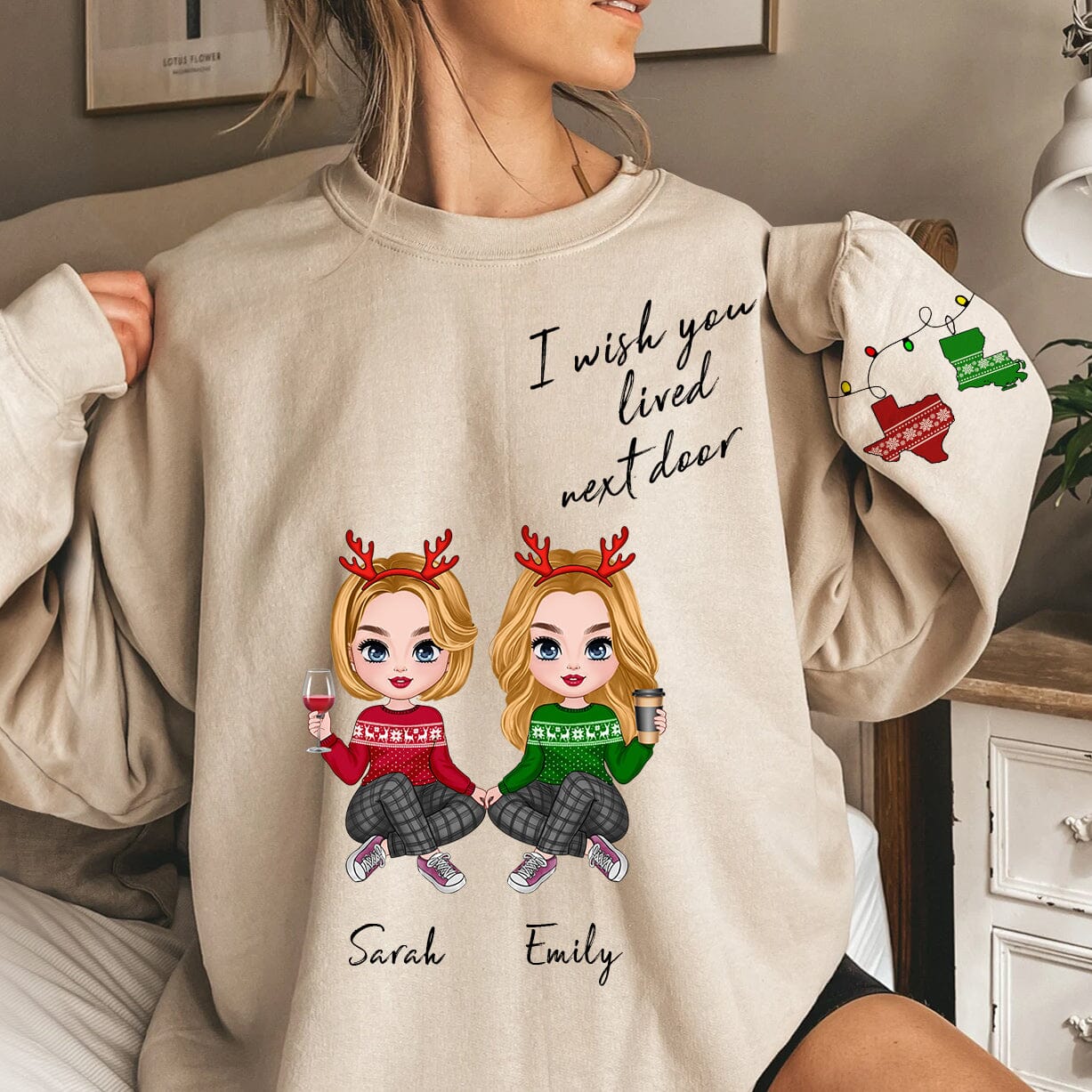 I Wish You Lived Next Door Personalized Sweatshirt Christmas Gift For Sisters Besties CTL16NOV23CT2 2d sweatshirt HumanCustom - Unique Personalized Gifts Made Just for You Sweatshirt White S