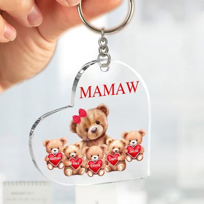 Mama Bear With Little Kids Personalized Acrylic Keychain Mother's Day Gift VTX25MAR24CT1