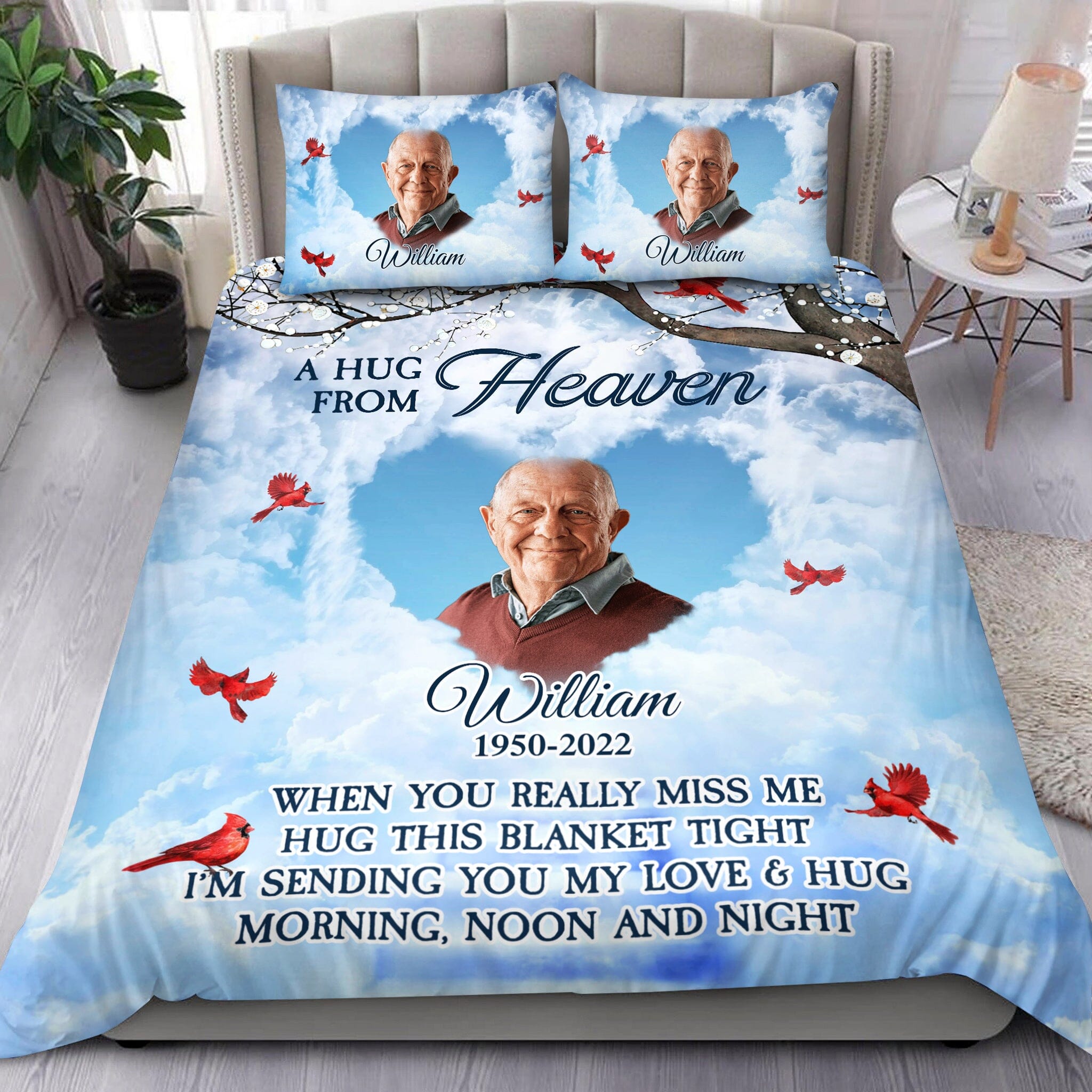 Memorial Upload Image A Hug From Heaven I'm Sending You My Love & Hug Personalized Bedding Set LPL06DEC23CT2 Bedding Set HumanCustom - Unique Personalized Gifts Made Just for You 