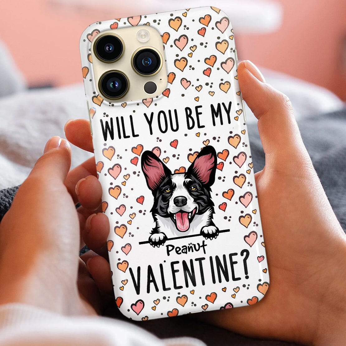 Sweet Puppy Pet Dog Lovers, Will You Be My Valentine Personalized Phone Case LPL18DEC23CT1 Silicone Phone Case HumanCustom - Unique Personalized Gifts Made Just for You 