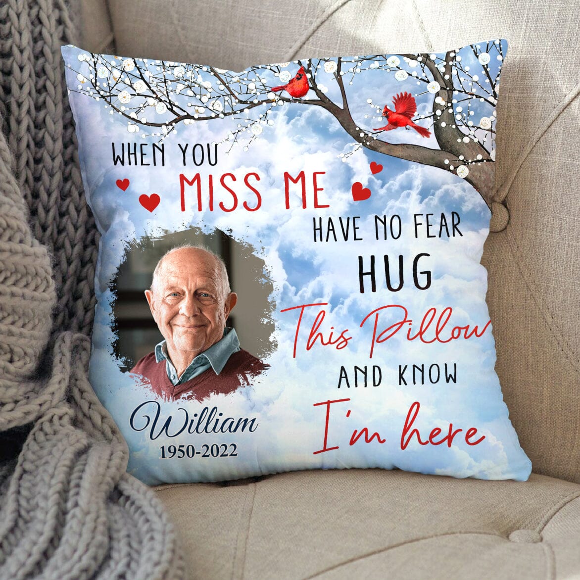 Custom Photo When You Miss Me Loving Memorial Gift For Family Personalized Pillow LPL11DEC23CT1 Pillow HumanCustom - Unique Personalized Gifts Made Just for You 12x12in 