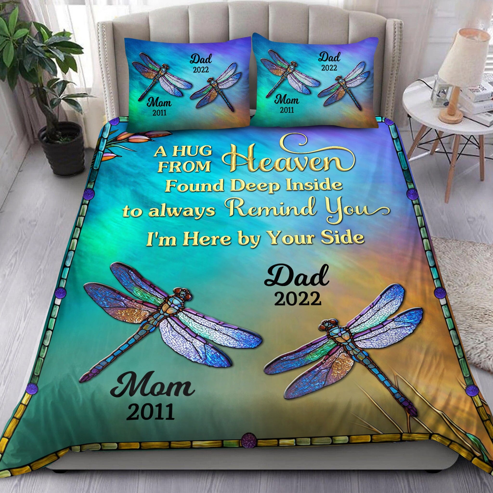 A Hug From Heaven Memorial Dragonfly Personalized Bedding Set VTX06NOV23CT1 Bedding Set HumanCustom - Unique Personalized Gifts Made Just for You US TWIN 