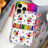 Colorful Handprint Grandkids Dripping Background Personalized Phone case Gift for Grandmas CTL21MAR24CT1