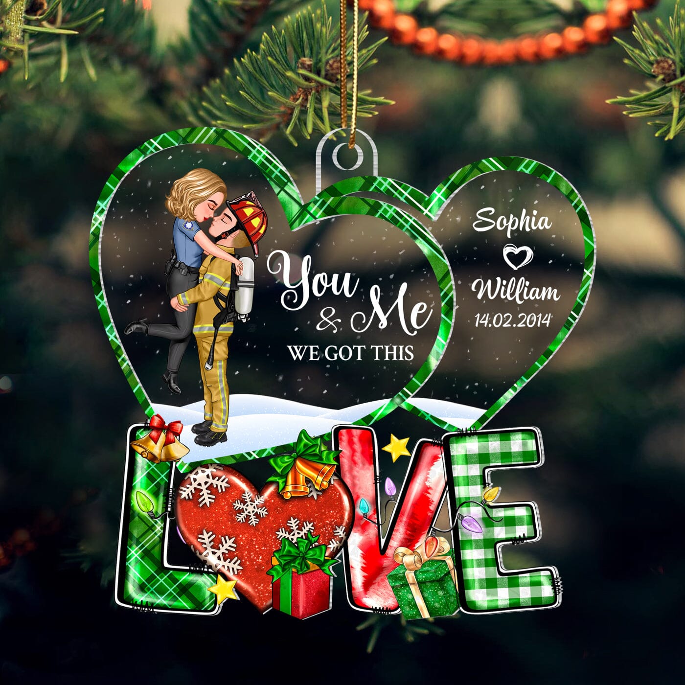 You & Me We Got This Couple Portrait, Firefighter, Nurse, Police Officer, Military, Chef, EMS, Flight, Teacher Personalized Acrylic Ornament CTL09NOV23CT1 Acrylic Ornament HumanCustom - Unique Personalized Gifts Made Just for You Pack 1 