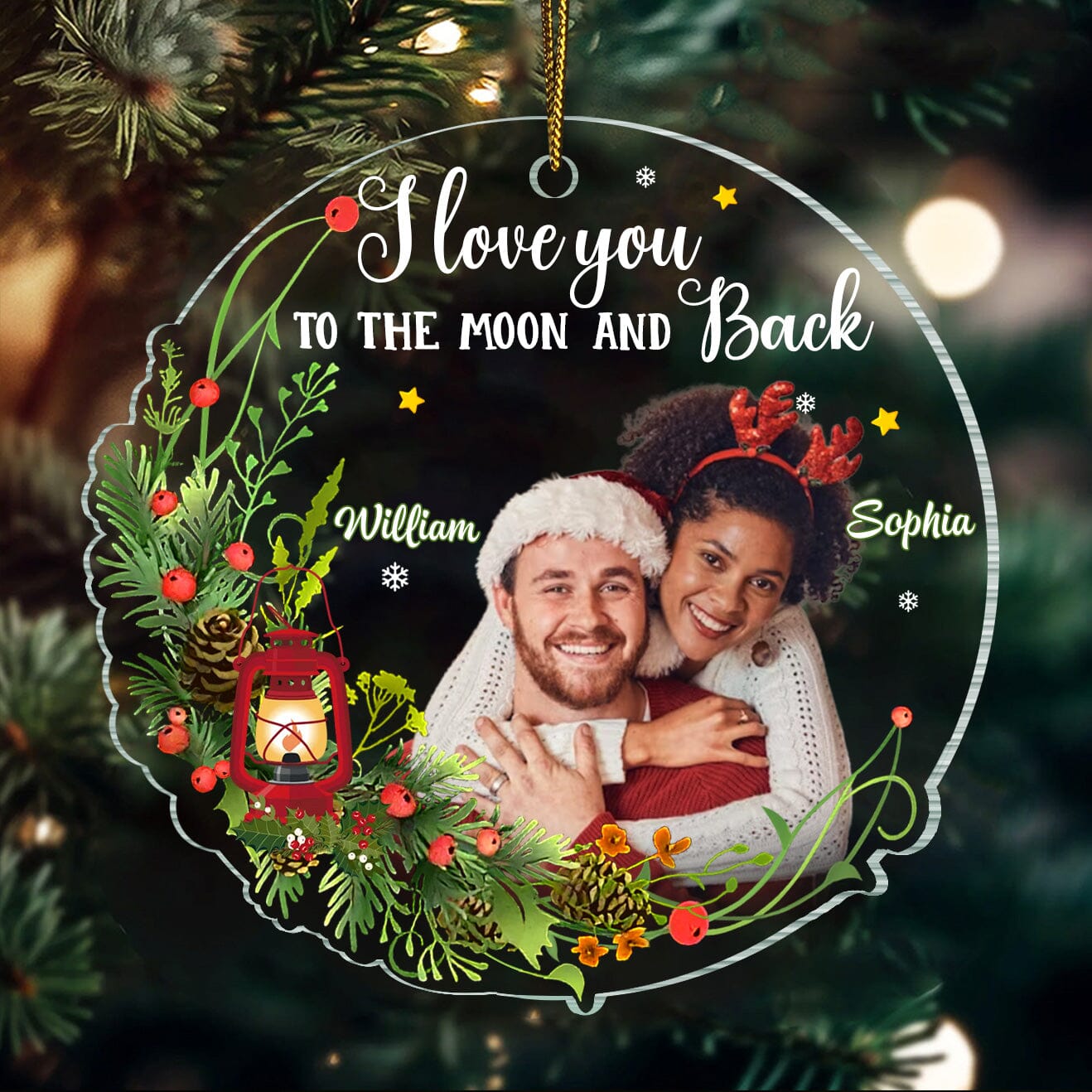 I Love You To The Moon And Back Couple Custom Photo Personalized Acrylic Ornament CTL22NOV23CT1 Acrylic Ornament HumanCustom - Unique Personalized Gifts Made Just for You 