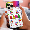 Colorful Handprint Grandkids Dripping Background Personalized Phone case Gift for Grandmas CTL21MAR24CT1