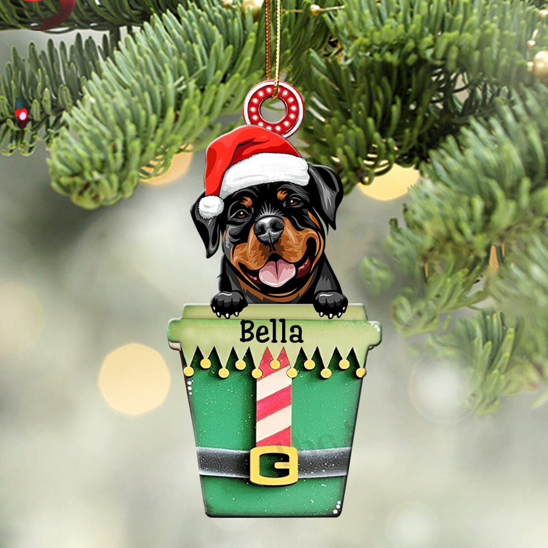 Personalized Christmas Dog Puppy Pet In Cup Wood Custom Shape Ornament HTN06NOV23CT1 Wood Custom Shape Ornament HumanCustom - Unique Personalized Gifts Made Just for You 