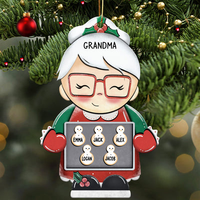 Christmas Grandma Mom Holding Cute Cookie Kids Personalized Ornament CTL01NOV23CT1 Wood Custom Shape Ornament HumanCustom - Unique Personalized Gifts Made Just for You