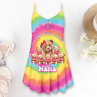 Grandma/ Mama Bear I Love Being Called Grandma/ Mama Colorful Personalized Summer Dress VTX05APR24CT1