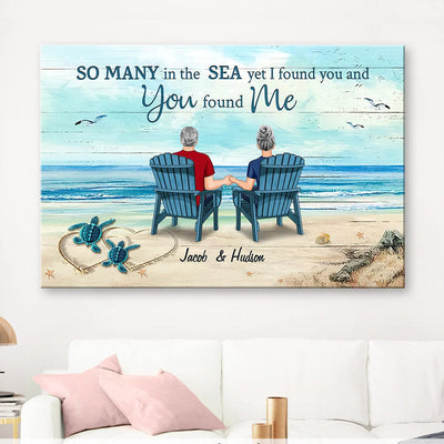 Back View Couple Sitting Beach Landscape So Many In The Sea Yet I Found You & You Found Me Personalized Horizontal Canvas PM30JUN23CT1
