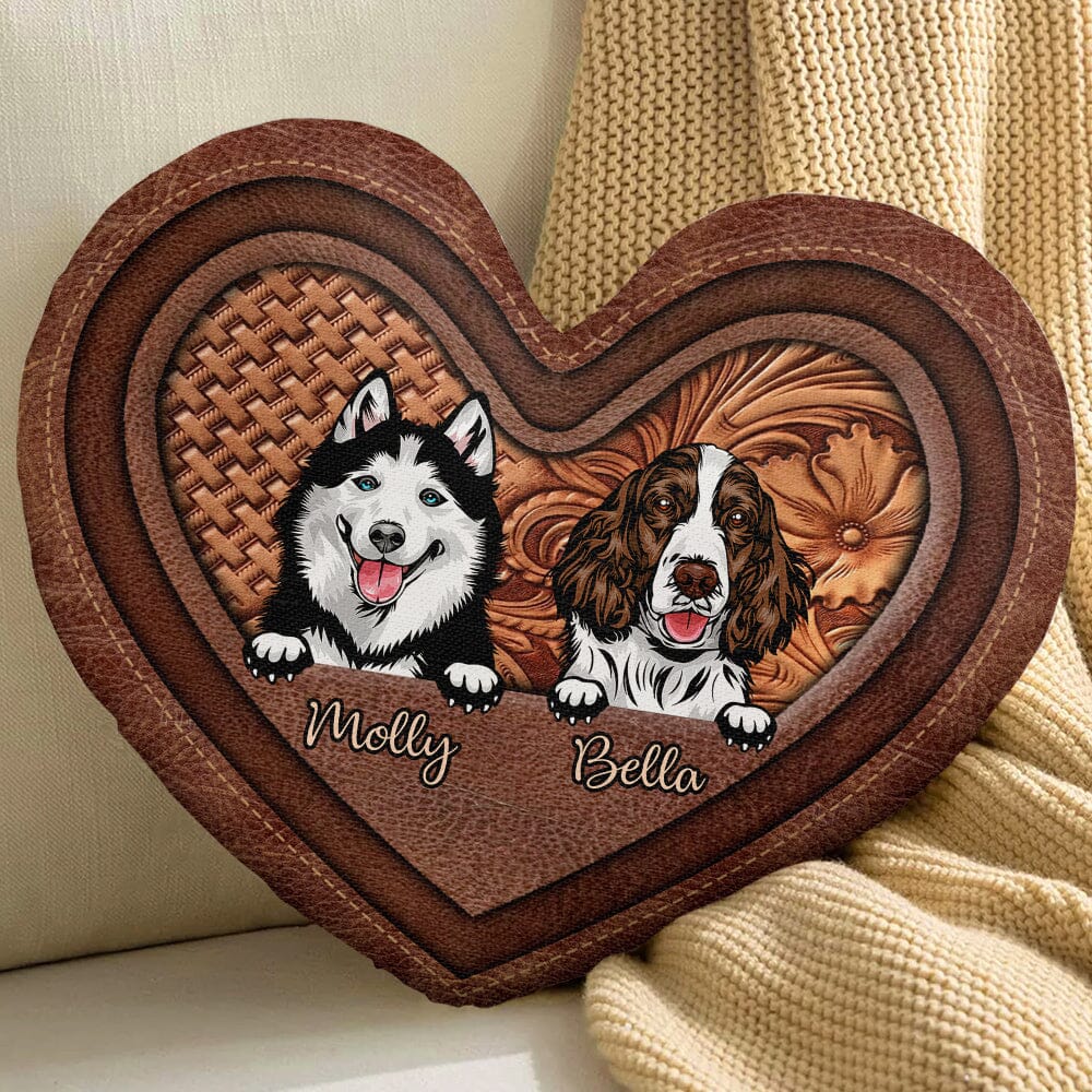 Cute Dog Puppy Pet Personalized Heart Shaped Pillow HTN17OCT23CT2 Heart Shaped Pillow HumanCustom - Unique Personalized Gifts Made Just for You 12x12in 