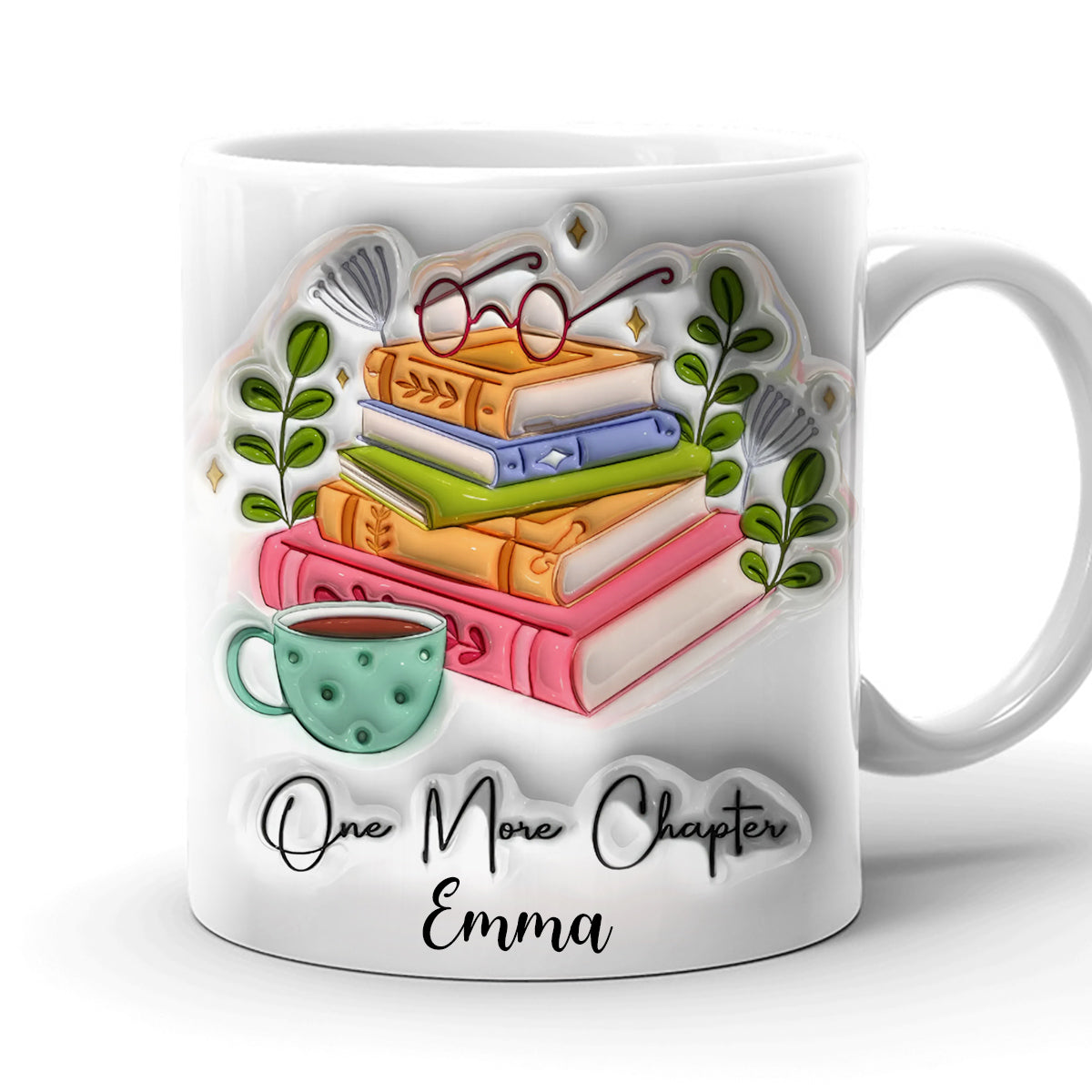 One More Chapter Inflated Gift for Book Lovers Personalized White Edge-to-Edge Mug HTN11APR24CT1