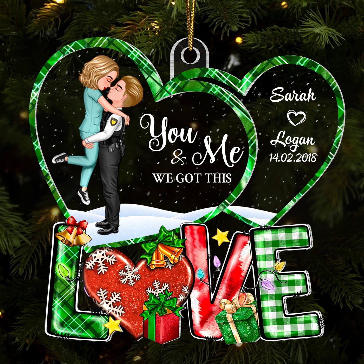 You & Me We Got This Couple Portrait, Firefighter, Nurse, Police Officer, Military, Chef, EMS, Flight, Teacher Personalized Acrylic Ornament CTL09NOV23CT1 Acrylic Ornament HumanCustom - Unique Personalized Gifts Made Just for You 