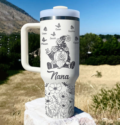 Flower Gnome Grandma Mom Butterfly Kids Personalized Tumbler With Straw CTL27DEC23CT1