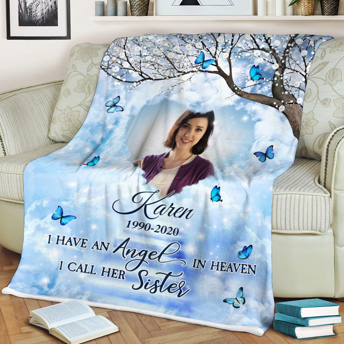 Memorial Butterfly Upload Image I Have An Angel In Heaven Personalized Blanket CTL05DEC23CT2 Fleece and Sherpa Blanket HumanCustom - Unique Personalized Gifts Made Just for You 