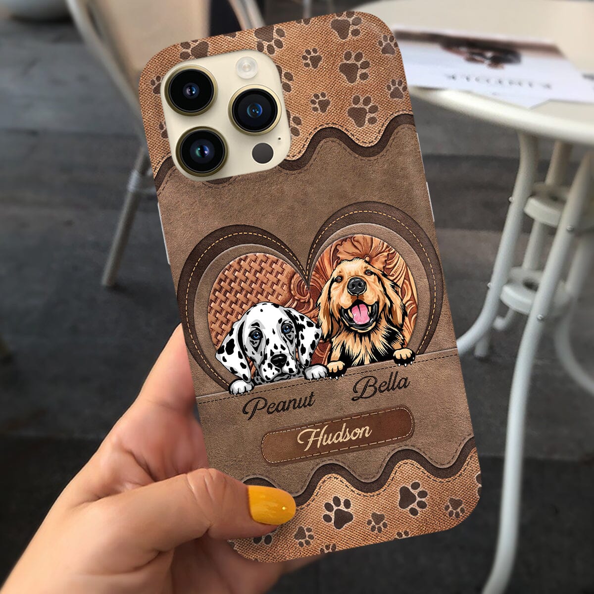 Leather Texture Effect Custom Dogs Silicone Phone Case Gift For Dog Lovers VTX29NOV23CT1 Silicone Phone Case HumanCustom - Unique Personalized Gifts Made Just for You 