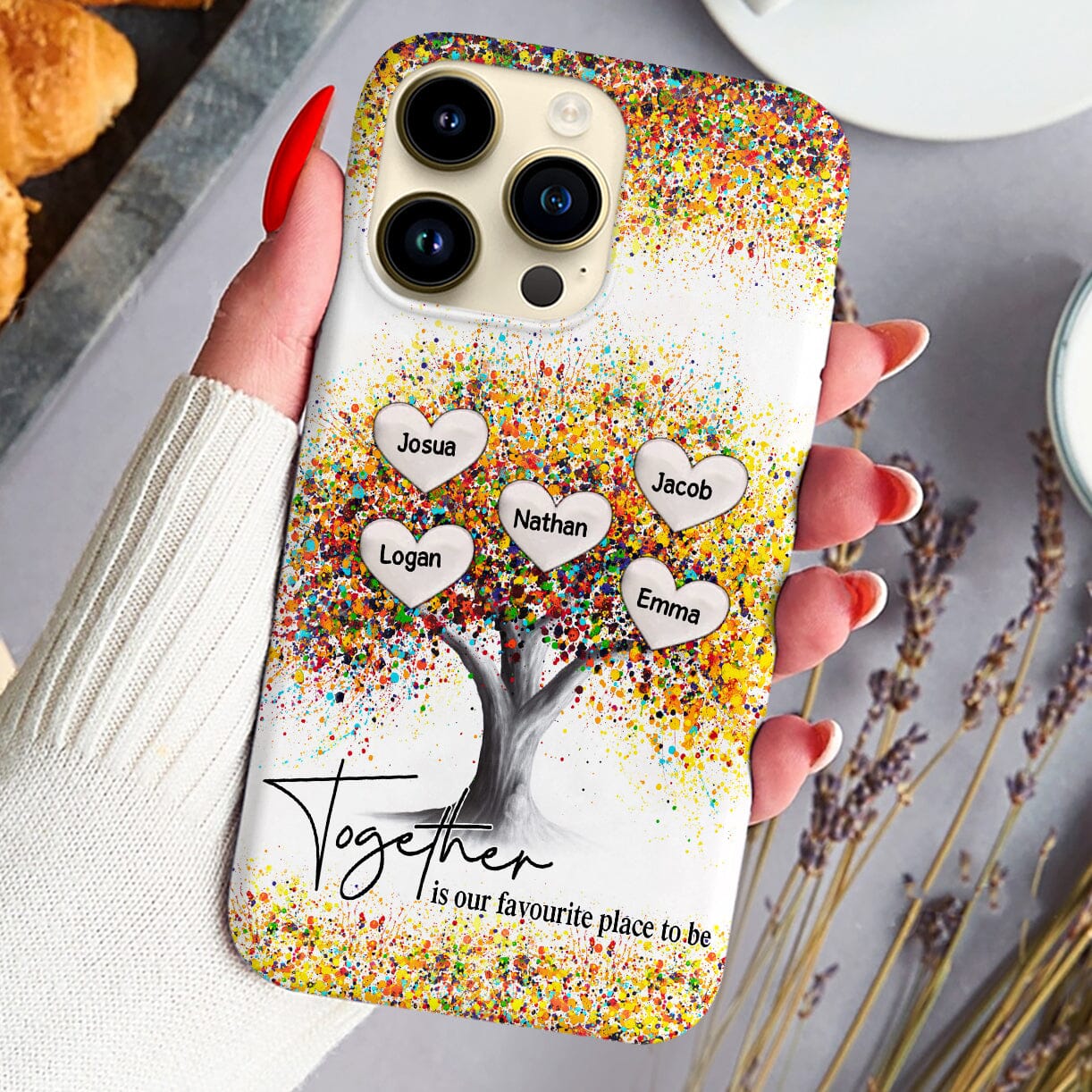 Colorful Family Tree Sweet Heart, Together Is Our Favorite Place To Be Personalized Phone Case LPL14DEC23CT2 Silicone Phone Case HumanCustom - Unique Personalized Gifts Made Just for You 