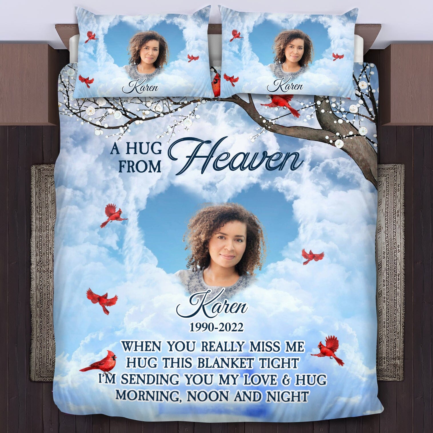 Memorial Upload Image A Hug From Heaven I'm Sending You My Love & Hug Personalized Bedding Set LPL06DEC23CT2 Bedding Set HumanCustom - Unique Personalized Gifts Made Just for You US TWIN 