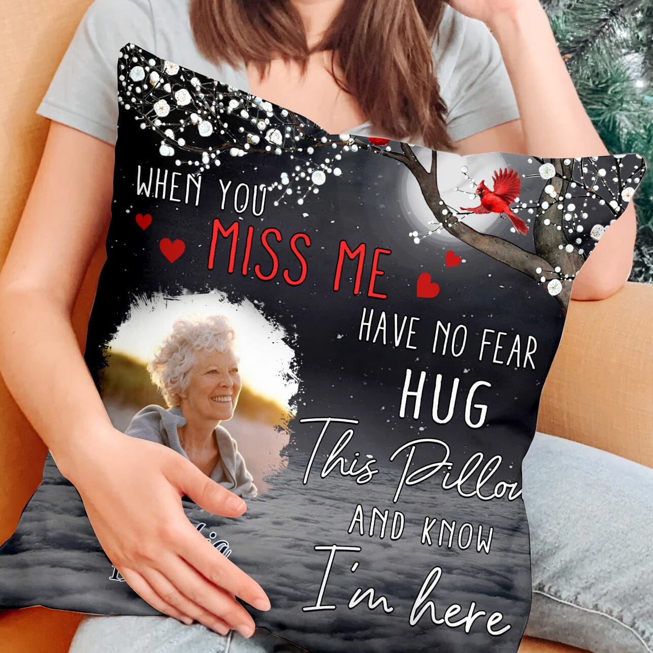 Custom Photo When You Miss Me Loving Memorial Gift For Family Personalized Pillow LPL11DEC23CT1 Pillow HumanCustom - Unique Personalized Gifts Made Just for You 