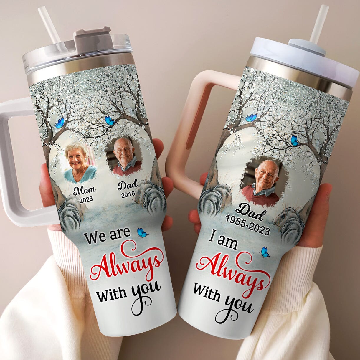 I Am Always With You Butterfly - Memorial Gift - Personalized Custom Photo40Oz Tumbler - NTD27DEC23CT1