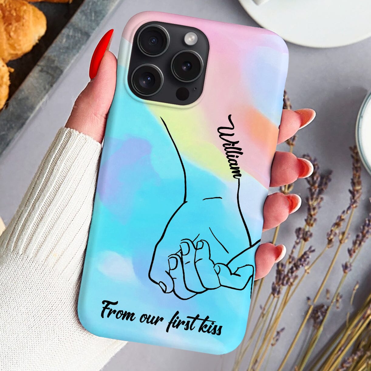 Personalized Holding Hands Couple Silicone Phone Case Valentines Day Gift VTX13DEC23CT1 Silicone Phone Case HumanCustom - Unique Personalized Gifts Made Just for You 