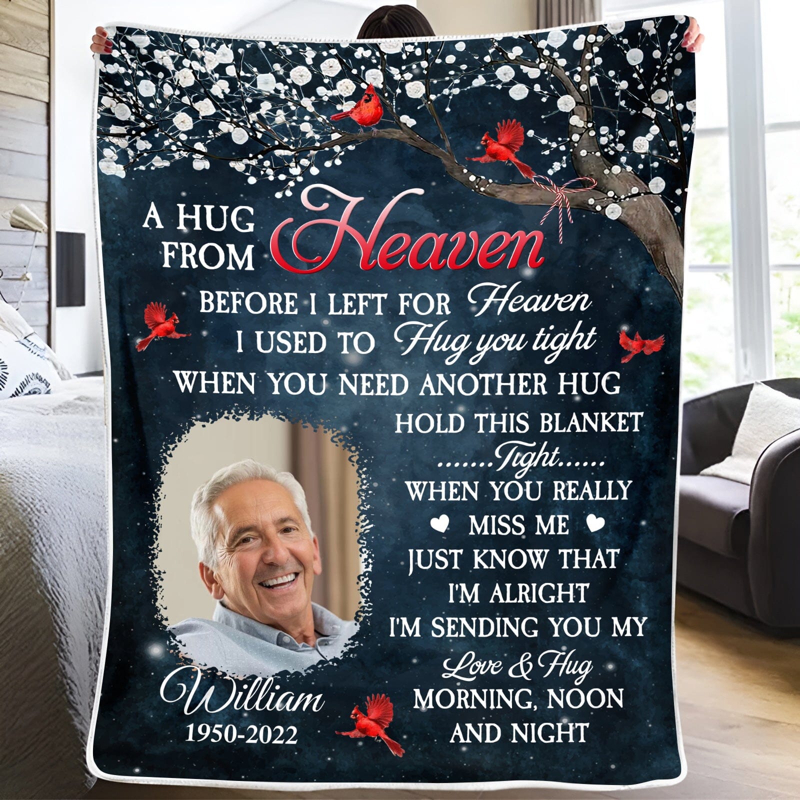 Custom Photo Memorial Gift, A Hug From Heaven When You Really Miss Me Personalized Blanket LPL01DEC23CT1 Fleece and Sherpa Blanket HumanCustom - Unique Personalized Gifts Made Just for You 