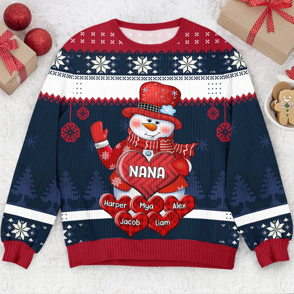 Colorful Christmas Snowman Grandma Mom Little Heart Kids Personalized Sweater HTN13OCT23CT3 3D Sweater HumanCustom New 