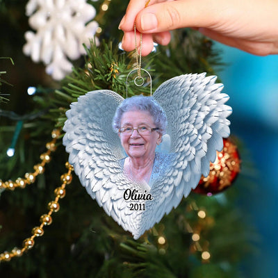 Personalized Memorial Upload Photo Heart Wings Ornament CTL18OCT23CT1 Acrylic Ornament HumanCustom - Unique Personalized Gifts Made Just for You Pack 1