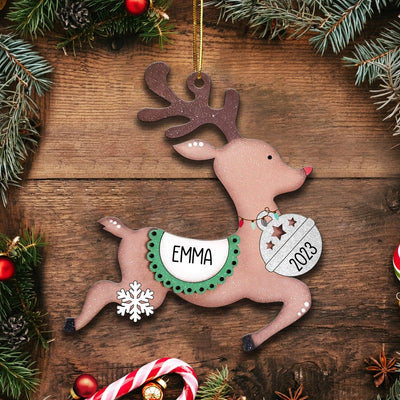 Personalized Christmas Runny Reindeer Family Custom Name Ornament CTL04NOV23CT1 Acrylic Ornament HumanCustom - Unique Personalized Gifts Made Just for You