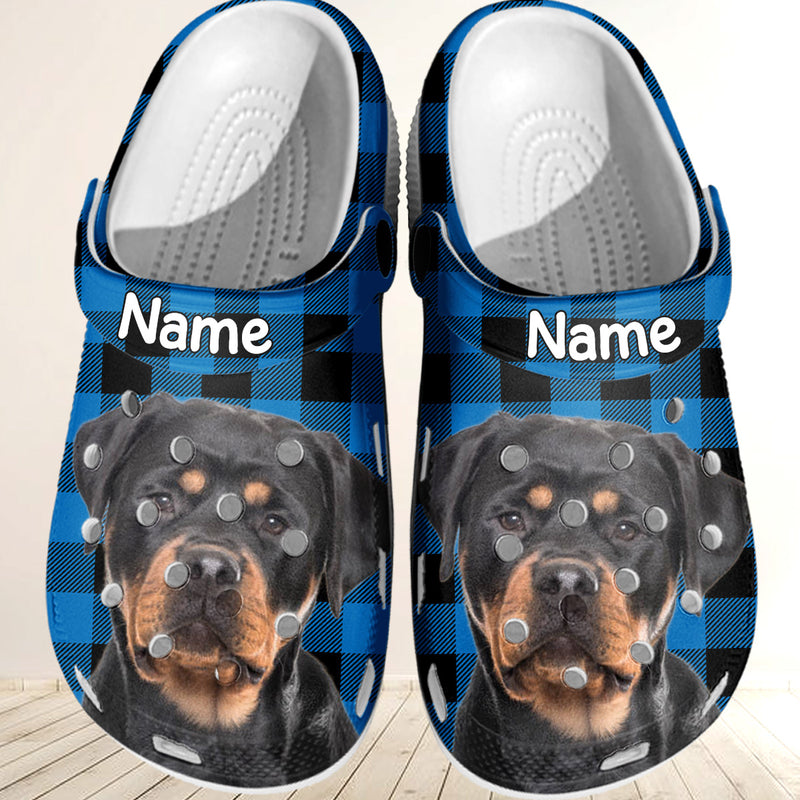 Christmas Plaid Upload Photo Cute Dog Puppy Cat Kitten Personalized Clog Shoes
