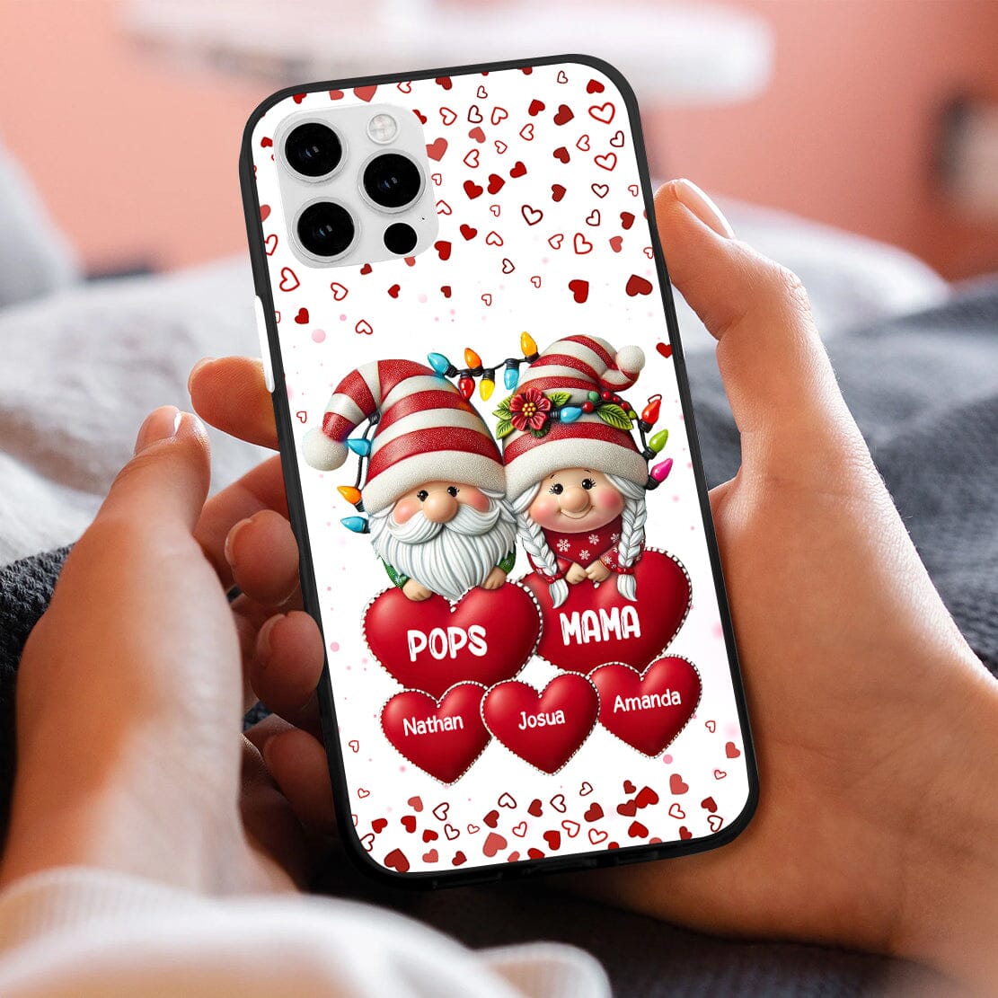 Gnome Couple Grandpa & Grandma With Heart Kids Personalized Silicone Phone Case VTX08DEC23CT2 Silicone Phone Case HumanCustom - Unique Personalized Gifts Made Just for You 