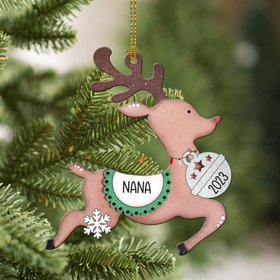 Personalized Christmas Runny Reindeer Family Custom Name Ornament CTL04NOV23CT1 Acrylic Ornament HumanCustom - Unique Personalized Gifts Made Just for You