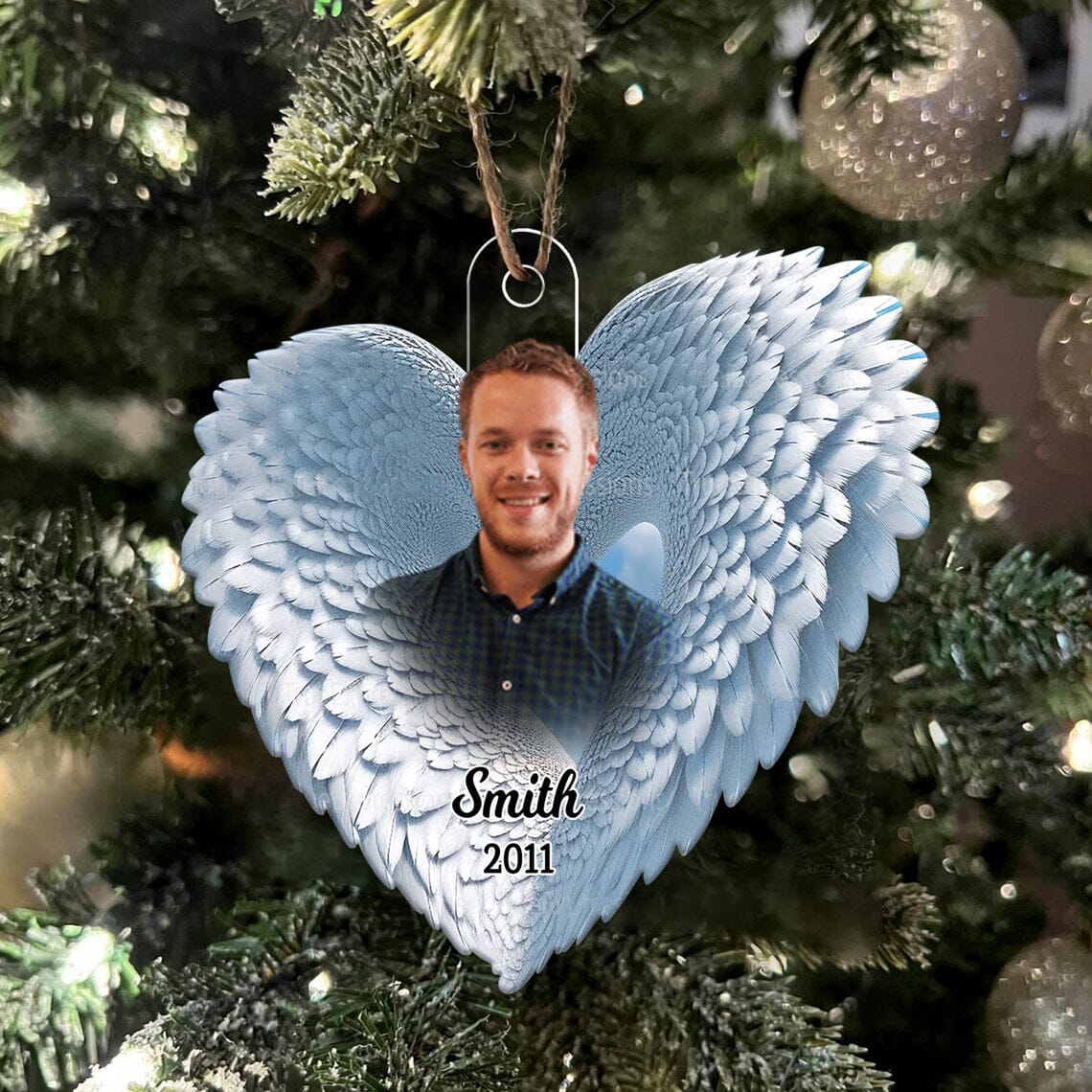 Personalized Memorial Upload Photo Heart Wings Ornament CTL18OCT23CT1 Acrylic Ornament HumanCustom - Unique Personalized Gifts Made Just for You 